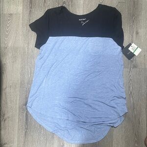 Ellen Tracy Two-Tone Black and Blue Tee